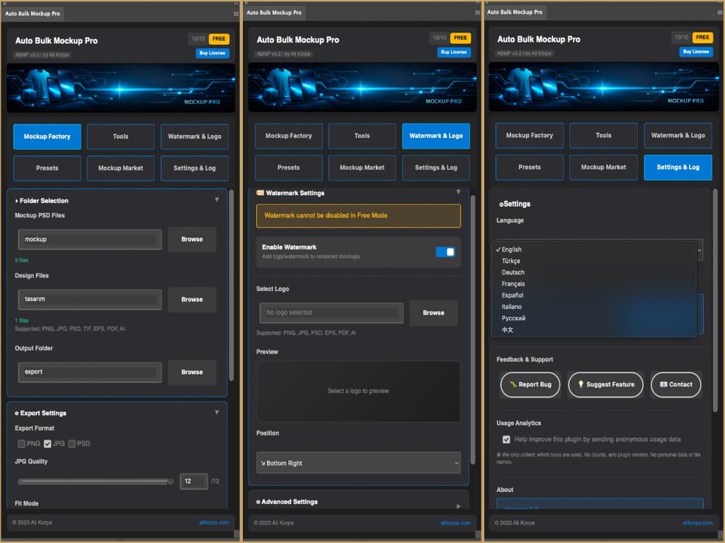 Auto Bulk Mockup Pro Interface